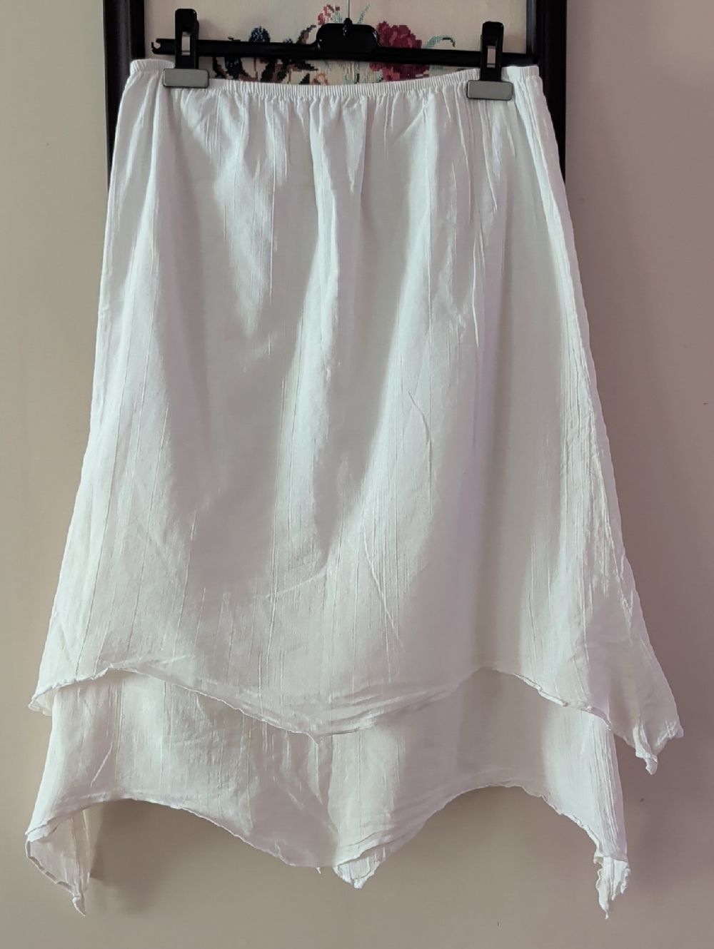 Classic White A-Line Handkerchief Hem Skirt